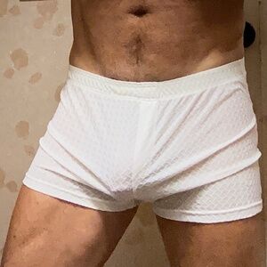 White lounge shorts, medium